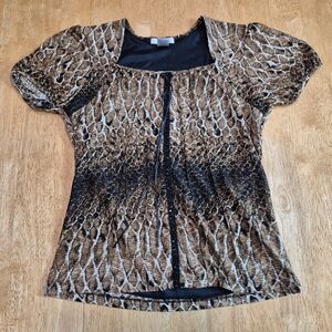 EUC Dressbarn Brown Snake Print Women's Top Blouse